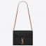 Saint Laurent Cassandra Clasp Bag In Black Grained Leather