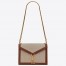 Saint Laurent Cassandra Clasp Bag In Beige Canvas