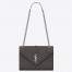 Saint Laurent Medium Envelope Bag In Grey Grained Leather