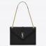 Saint Laurent Envelope Large Bag In Black Grained Leather