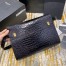 Saint Laurent Manhattan Shoulder Bag In Black Crocodile Embossed Leather