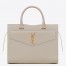 Saint Laurent Uptown Medium Tote In Blanc Calfskin