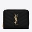 Saint Laurent Compact Zip Around Wallet In Black Leather