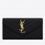 Saint Laurent Large Monogram Flap Wallet In Black Grained Leather