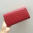 Saint Laurent Large Monogram Flap Wallet In Red Grained Leather
