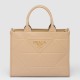 Prada Symbole Small Bag with Topstitching in Beige Leather